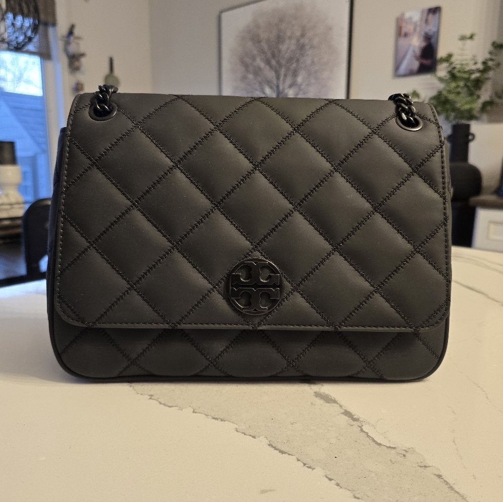 Tory Burch Willa Matte Black Shoulder Bag